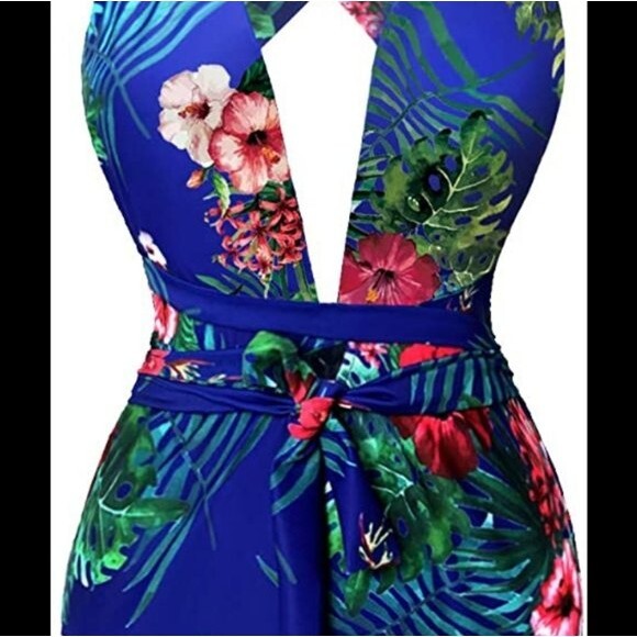 Begonia K Tropical Print One Piece Swimsuit Monkini Large - Picture 4 of 6